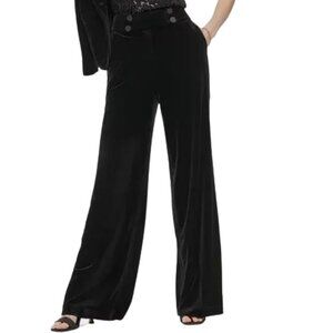 NWT Calvin Klein Velvet Sailor Button Waist Wide Leg Trouser Pants in Bl…